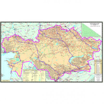 Карта Казахстана автомобильных дорог 50 х 70см