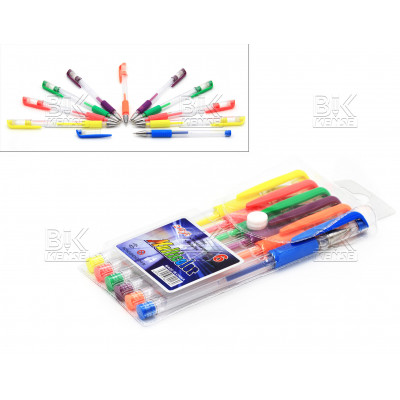 Ручки/набор гел/неон/блеск 6цв ZhiY  Multicolor  G-009 европодвес1 мм