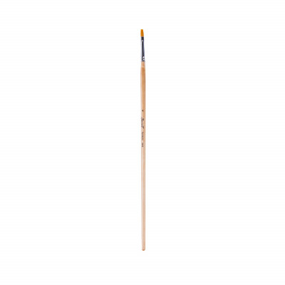 Кисть ситетика №4(4мм)  плоская,длин ручка,пропитан лак (Сонет) 322204