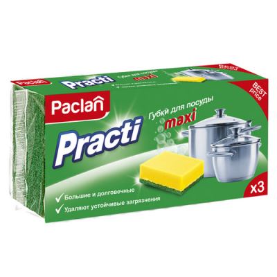 Губки для посуды 3шт Paclan practi maxi