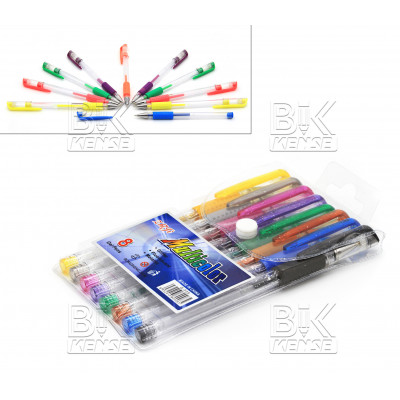 Ручки/набор гел/неон/блеск 8цв ZhiYi  Multicolor  G-009  европодвес1 мм